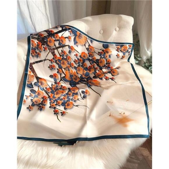 100% Pure Mulberry Silk Square Scarf 27"x27" Women Neckerchief - Picture 2 of 6